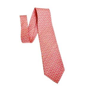 Vineyard Vines 100% Silk Pink Fish Print Tie Hand made
